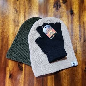 Beanie Knit Hat and Fingerless Gloves Pack